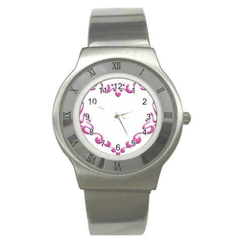 Purple Heart Frame Stainless Steel Watch from ArtsNow.com Front