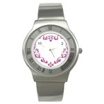 Purple Heart Frame Stainless Steel Watch