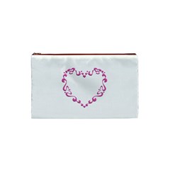 Purple Heart Frame Cosmetic Bag (Small) from ArtsNow.com Front