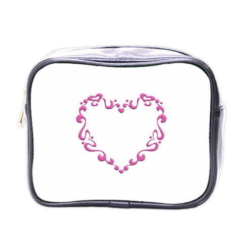 Purple Heart Frame Mini Toiletries Bag (One Side) from ArtsNow.com Front