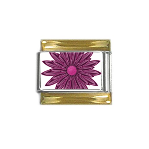 Purple Flower Gold Trim Italian Charm (9mm) from ArtsNow.com Front