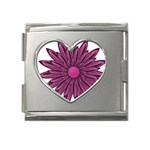 Purple Flower Mega Link Heart Italian Charm (18mm)