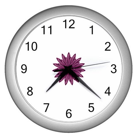 Purple Flower Wall Clock (Silver) from ArtsNow.com Front