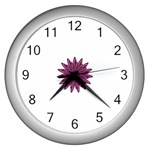 Purple Flower Wall Clock (Silver)