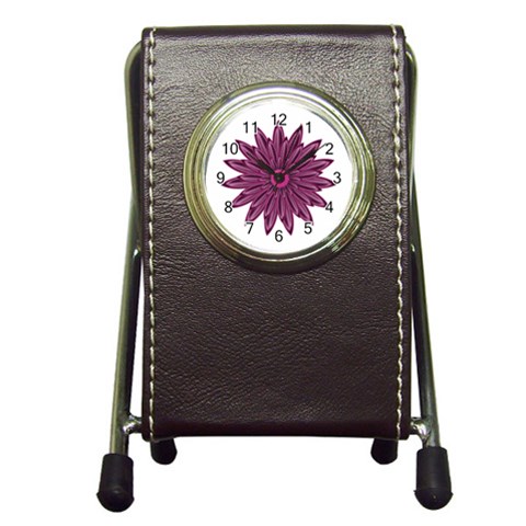 Purple Flower Pen Holder Desk Clock from ArtsNow.com Front