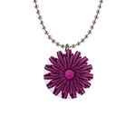 Purple Flower 1  Button Necklace