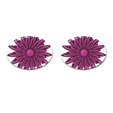 Purple Flower Cufflinks (Oval) from ArtsNow.com Front(Pair)