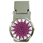 Purple Flower Money Clip Watch