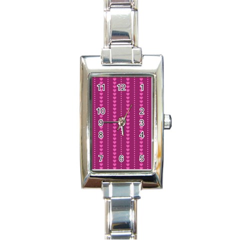 Purple Hearts Rectangular Italian Charm Watch from ArtsNow.com Front