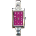 Purple Hearts Rectangular Italian Charm Watch