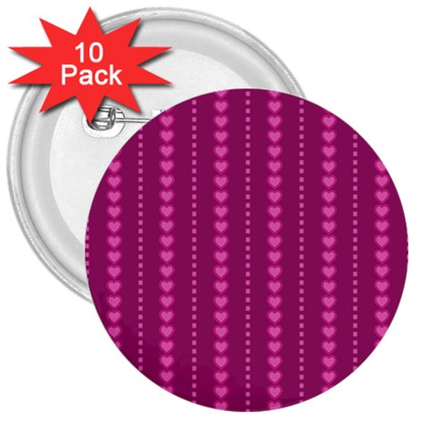 Purple Hearts 3  Button (10 pack) from ArtsNow.com Front