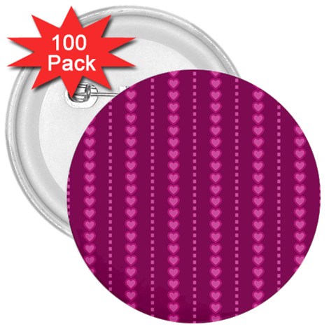 Purple Hearts 3  Button (100 pack) from ArtsNow.com Front