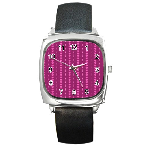 Purple Hearts Square Metal Watch from ArtsNow.com Front