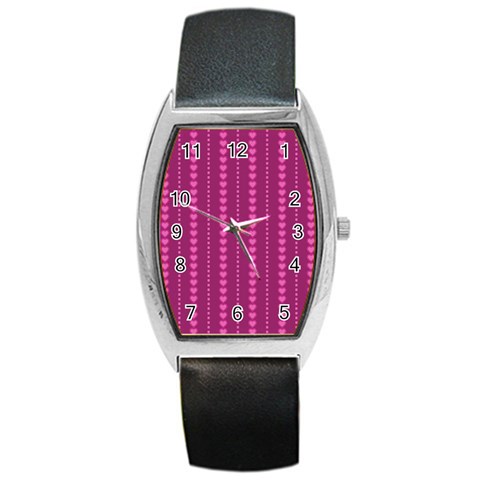 Purple Hearts Barrel Style Metal Watch from ArtsNow.com Front