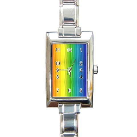 Rainbow Rectangular Italian Charm Watch from ArtsNow.com Front