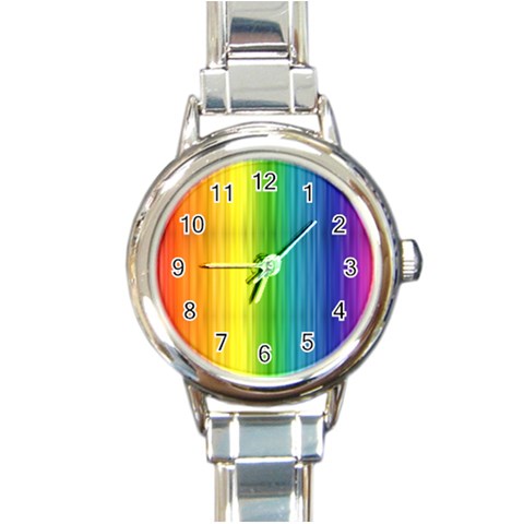 Rainbow Round Italian Charm Watch from ArtsNow.com Front