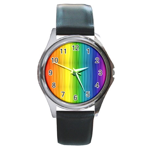 Rainbow Round Metal Watch from ArtsNow.com Front