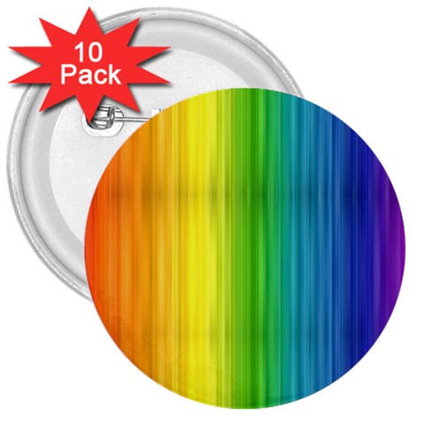 Rainbow 3  Button (10 pack) from ArtsNow.com Front