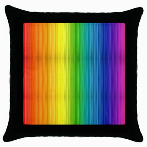 Rainbow Throw Pillow Case (Black) from ArtsNow.com Front