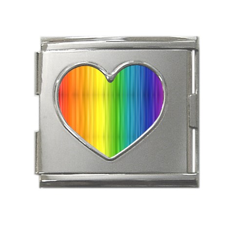 Rainbow Mega Link Heart Italian Charm (18mm) from ArtsNow.com Front