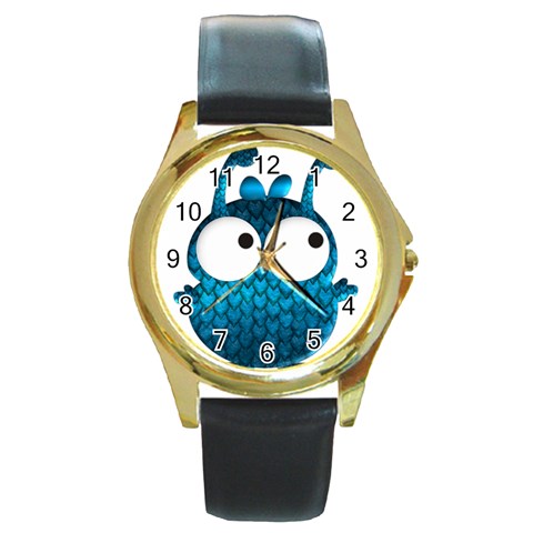 Love Alien Round Gold Metal Watch from ArtsNow.com Front