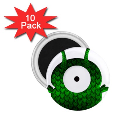 Green Love Alien 1.75  Magnet (10 pack)  from ArtsNow.com Front