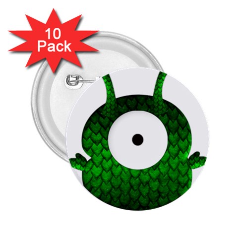 Green Love Alien 2.25  Button (10 pack) from ArtsNow.com Front