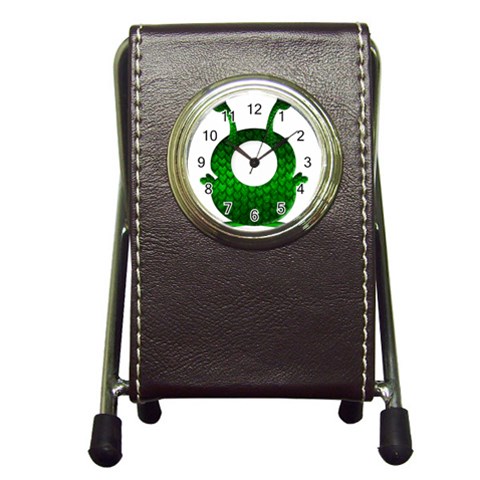 Green Love Alien Pen Holder Desk Clock from ArtsNow.com Front