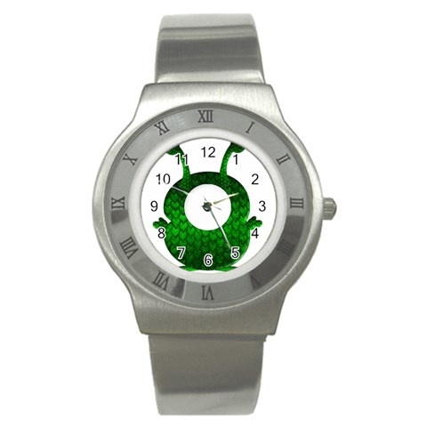 Green Love Alien Stainless Steel Watch from ArtsNow.com Front