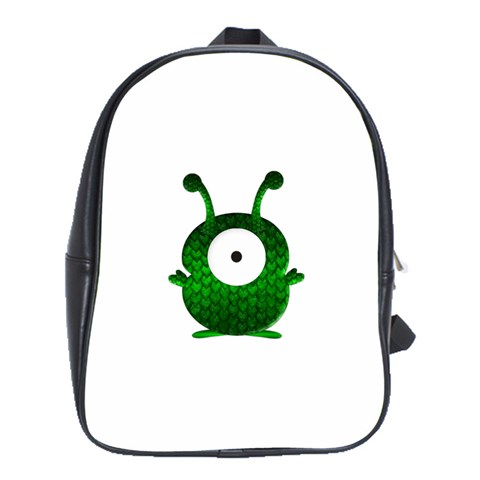 Green Love Alien School Bag (Large) from ArtsNow.com Front