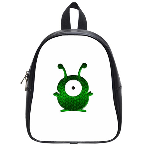 Green Love Alien School Bag (Small) from ArtsNow.com Front