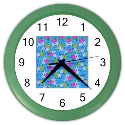 Stars on Blue Color Wall Clock from ArtsNow.com Front