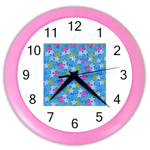 Stars on Blue Color Wall Clock from ArtsNow.com Front