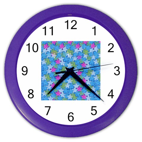 Stars on Blue Color Wall Clock from ArtsNow.com Front