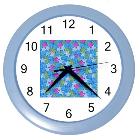 Stars on Blue Color Wall Clock from ArtsNow.com Front