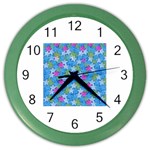 Stars on Blue Color Wall Clock