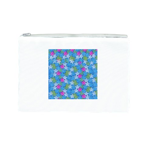 Stars on Blue Cosmetic Bag (Large) from ArtsNow.com Front