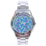 Stars on Blue Stainless Steel Analogue Men’s Watch