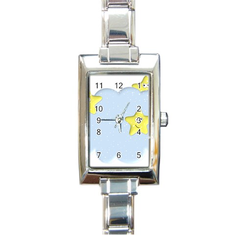 Happy Stars in a Cloud Rectangular Italian Charm Watch from ArtsNow.com Front