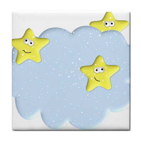 Happy Stars in a Cloud Tile Coaster from ArtsNow.com Front