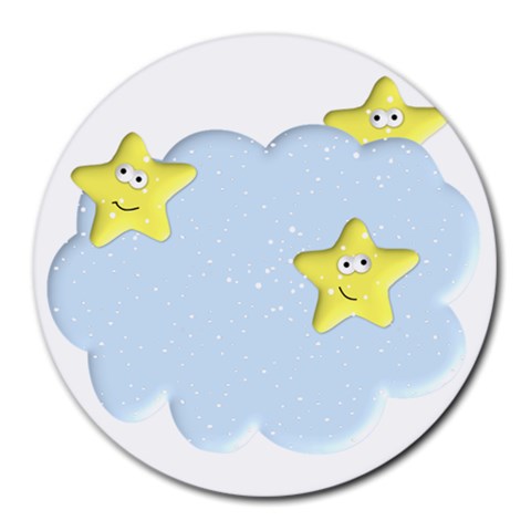 Happy Stars in a Cloud Round Mousepad from ArtsNow.com Front