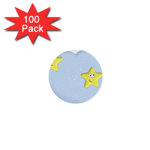 Happy Stars in a Cloud 1  Mini Button (100 pack)  from ArtsNow.com Front