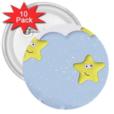 Happy Stars in a Cloud 3  Button (10 pack) from ArtsNow.com Front