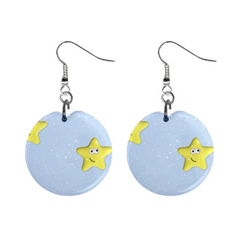 Happy Stars in a Cloud 1  Button Earrings from ArtsNow.com Front