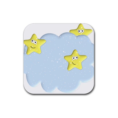 Happy Stars in a Cloud Rubber Coaster (Square) from ArtsNow.com Front