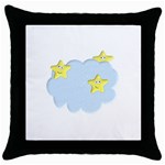 Happy Stars in a Cloud Throw Pillow Case (Black)