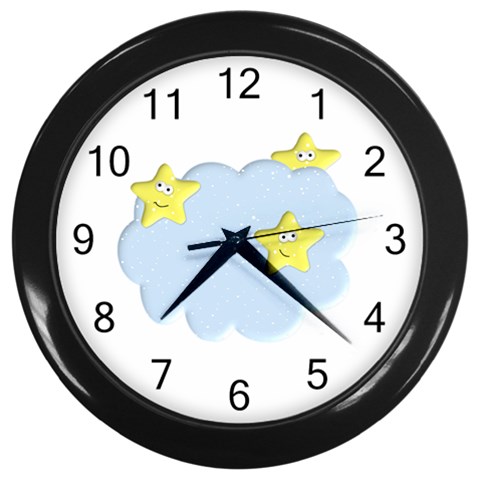 Happy Stars in a Cloud Wall Clock (Black) from ArtsNow.com Front