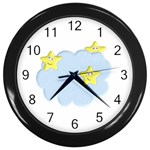 Happy Stars in a Cloud Wall Clock (Black)