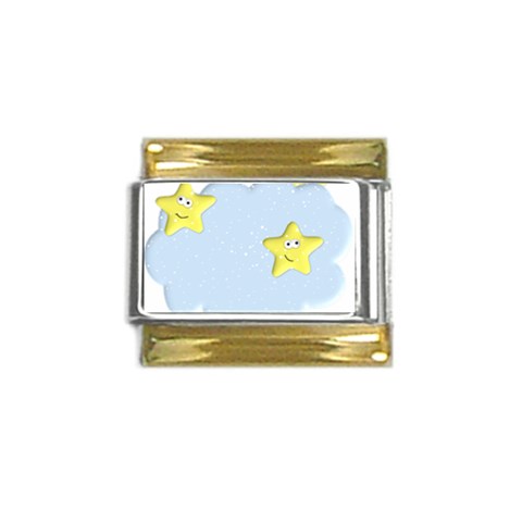 Happy Stars in a Cloud Gold Trim Italian Charm (9mm) from ArtsNow.com Front