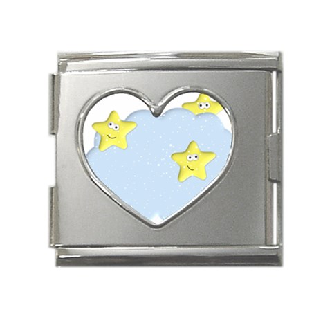 Happy Stars in a Cloud Mega Link Heart Italian Charm (18mm) from ArtsNow.com Front